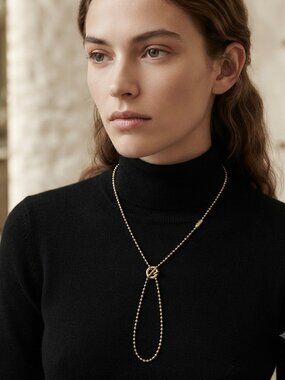 Elegant High-Polished Gold Beaded Necklace